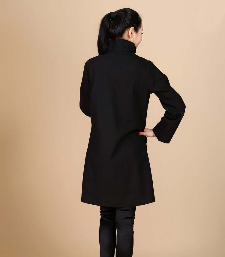 2013 phong cách dân tộc mùa thu mới khóa áo khoác dài áo khoác nữ kích thước lớn áo cotton cotton áo gió màu đỏ áo kaki nữ