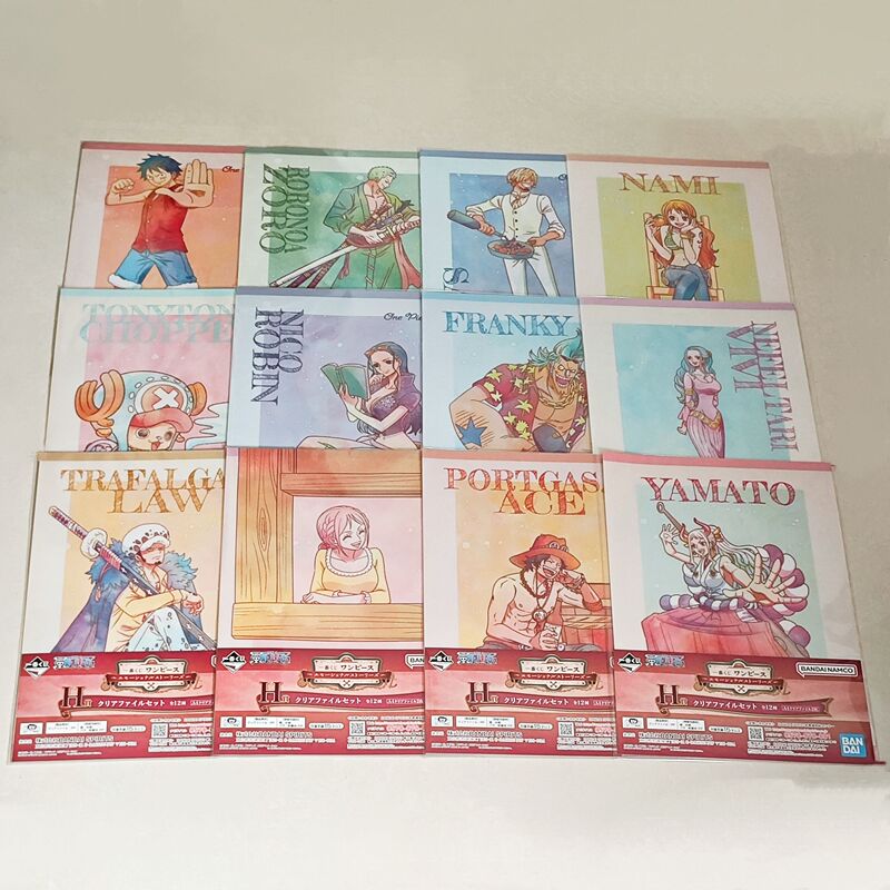 One Piece Ichiban Kuji Nostalgic Towel Folder Set Luffy Zoro Robin Sanji Ace Yamato