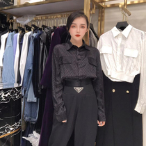 Early spring 2022 new shirt women's design long sleeve stitching retro short lapel striped shirt