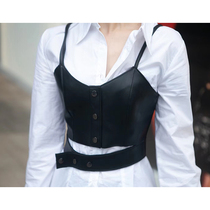 Short leather waistcoat women wear autumn new Korean version of loose PU camisole fashion Joker sleeveless leather waistcoat