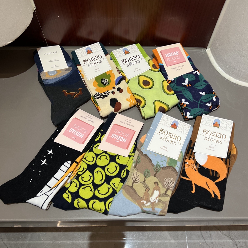 Fun Oil Painting Socks, Women's Mid-Calf Socks, Trendy Socks for Men, Versatile Colorful Retro Artistic Calf Cotton Socks
