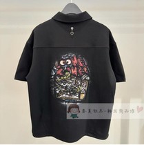Trendy brand SONGZIO HOMME Korean product 24S S comfortable zipper lapel T-shirt SG3TS373BK black