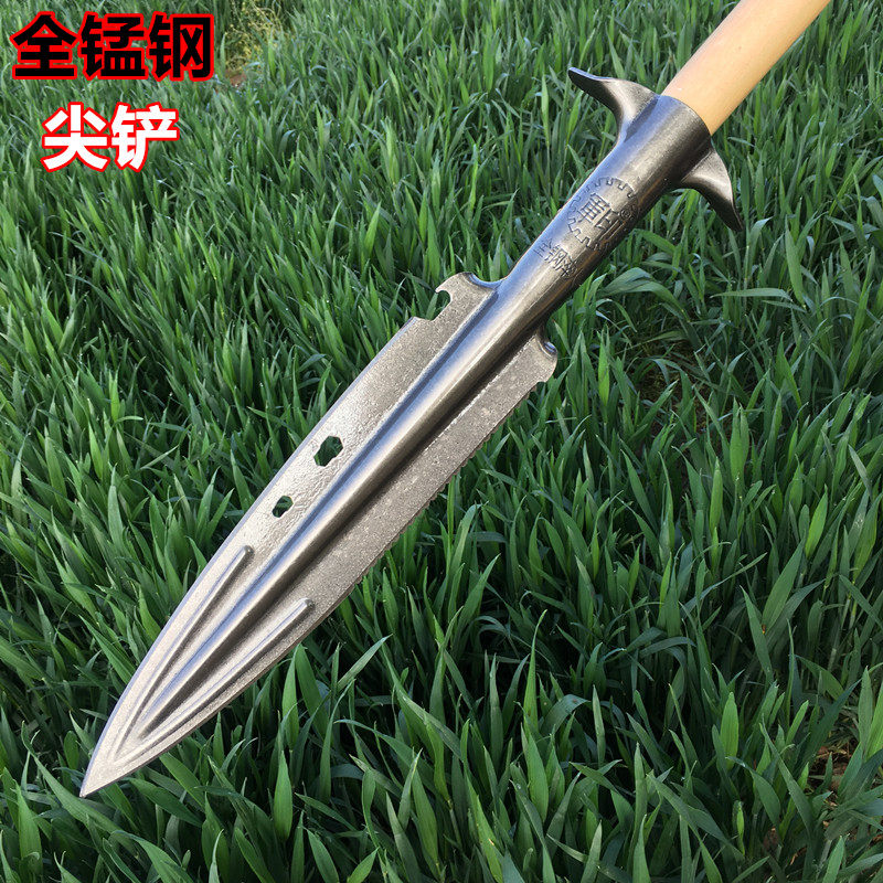 Multifunction shovel full steel tip shovel with serrated hunting spear knife lengthened shovel manganese steel Zuru finger garden gardening shovel
