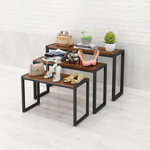 Clothing store window display props floor-to-ceiling hanging clothes shelf Zhongdao running water table display table solid wood series