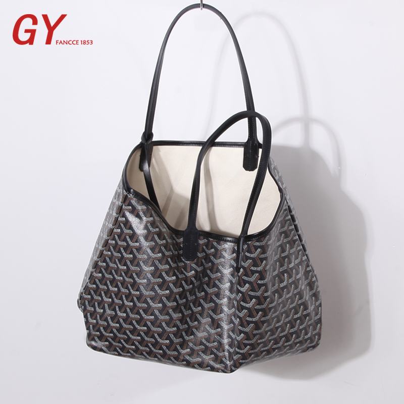 Classic Tote Bag with Black Print on One Side, Laptop Bag, Shopping Bag, Large Capacity Travel Mommy Bag, Underarm Bag