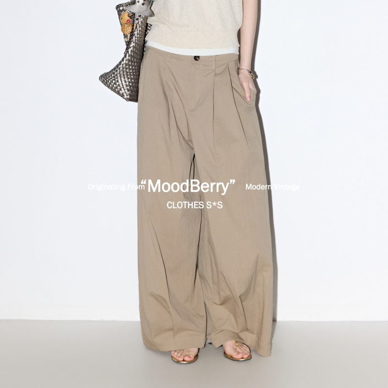 Moodberry American Retro Pleated Drape Casual Pants for Women, Summer Simple Solid Color Casual Loose Wide-Leg Pants Moodberry American Retro Pleated Drape Casual Pants for Women, Summer Simple Solid Color Casual Loose Wide-Leg Pants