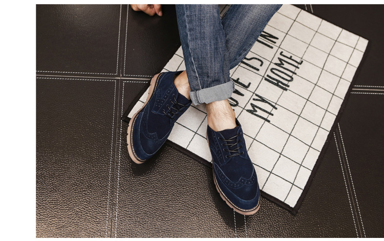 Lively British Brock giày da nam khắc da retro mờ da thường giày mùa thu và mùa đông giày xtep
