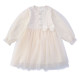 Girls autumn dress 2022 new super fairy foreign style little girl sweet puff sleeve mesh tutu skirt princess