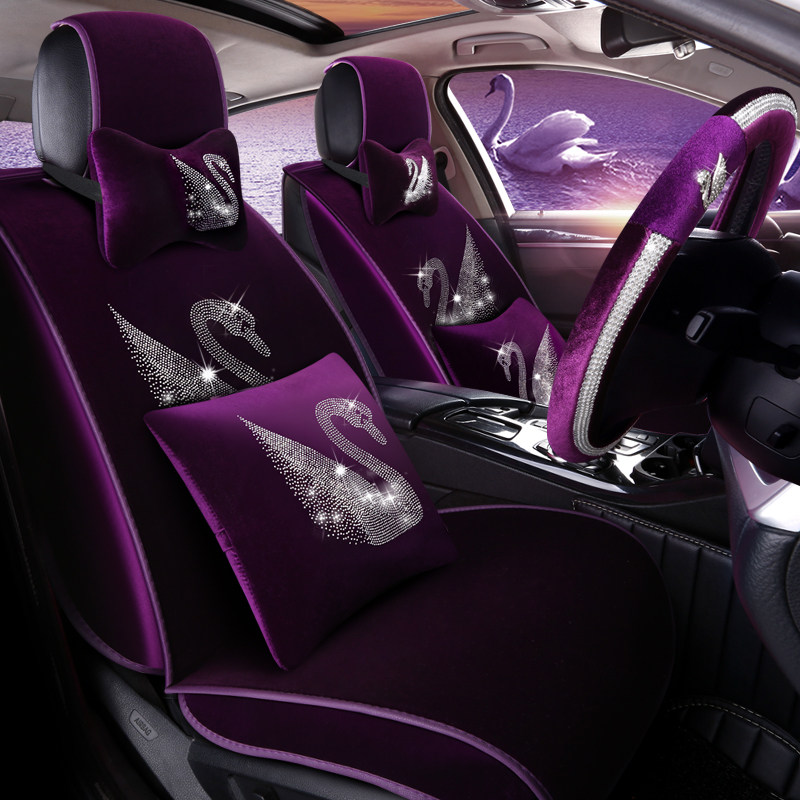 Fashion Great Cards Velvet Inlays Schwaro Shiach Water Drill Car Cushion Dolly Special Seat Cover Full Bag