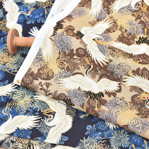 Japan imported bronzing and wind fabric fabric Crane bronzing dark chrysanthemum clothes skirt baby clothing handmade
