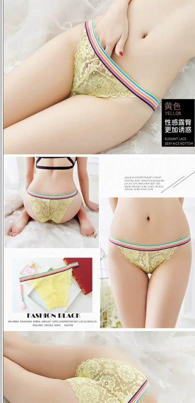 Ren gợi cảm thong lụa băng eo thấp lưới trong suốt cô gái tam giác đồ lót cotton nóng tập mỏng