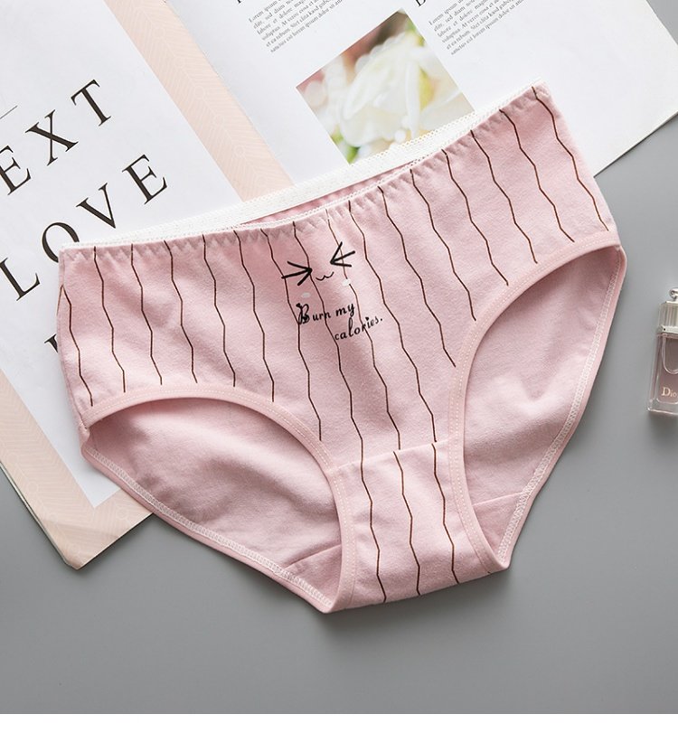 Phim hoạt hình gợi cảm màu đỏ lưới đồ lót phụ nữ cotton thắt lưng nữ quần cotton tam giác đáy quần 100% cotton đồ lót nam nữ