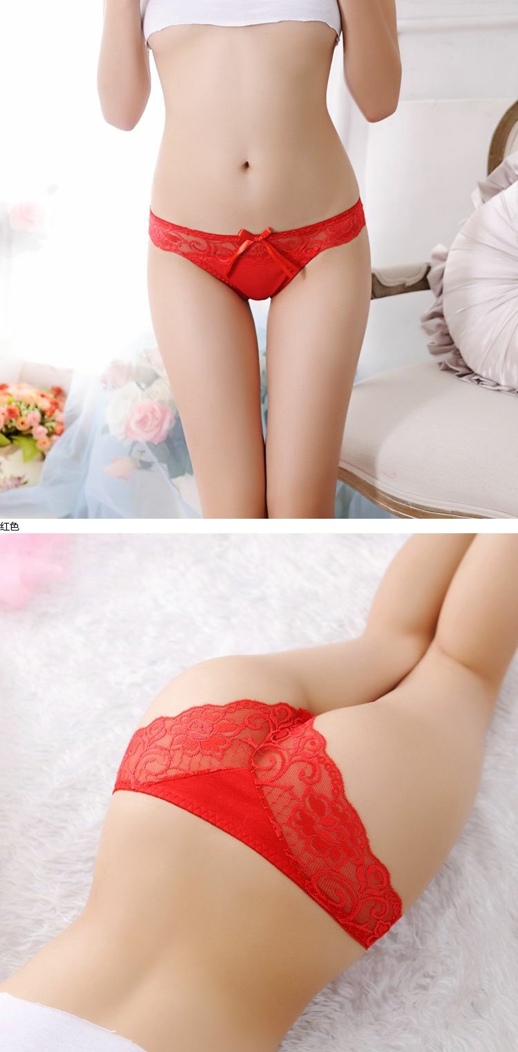 Sự ra đời của những cô nàng lớn màu đỏ eo thấp ren gợi cảm liền mạch rỗng đồ lót cotton quần T bán buôn quần lót lọt khe xuyên thấu