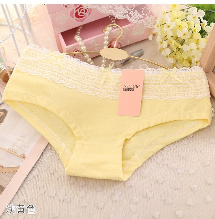Đồ lót cotton nữ Mùa đông mid-eo eo rắn màu ren Đồ lót tam giác dễ thương hơn phương thức thoải mái bán buôn bikini đẹp