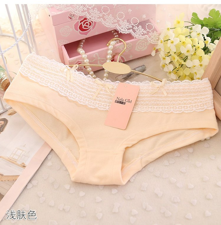 Đồ lót cotton nữ Mùa đông mid-eo eo rắn màu ren Đồ lót tam giác dễ thương hơn phương thức thoải mái bán buôn bikini đẹp