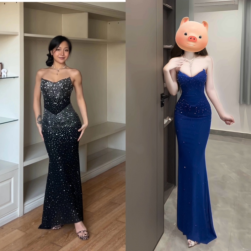 Autumn and Winter French Light Luxury Full Diamond Fishtail Skirt Slim Long Skirt Birthday Dress Coming-Of-Age Ceremony Long Skirt Autumn and Winter French Light Luxury Full Diamond Fishtail Skirt Slim Long Skirt Birthday Dress Coming-Of-Age Ceremony Long Skirt