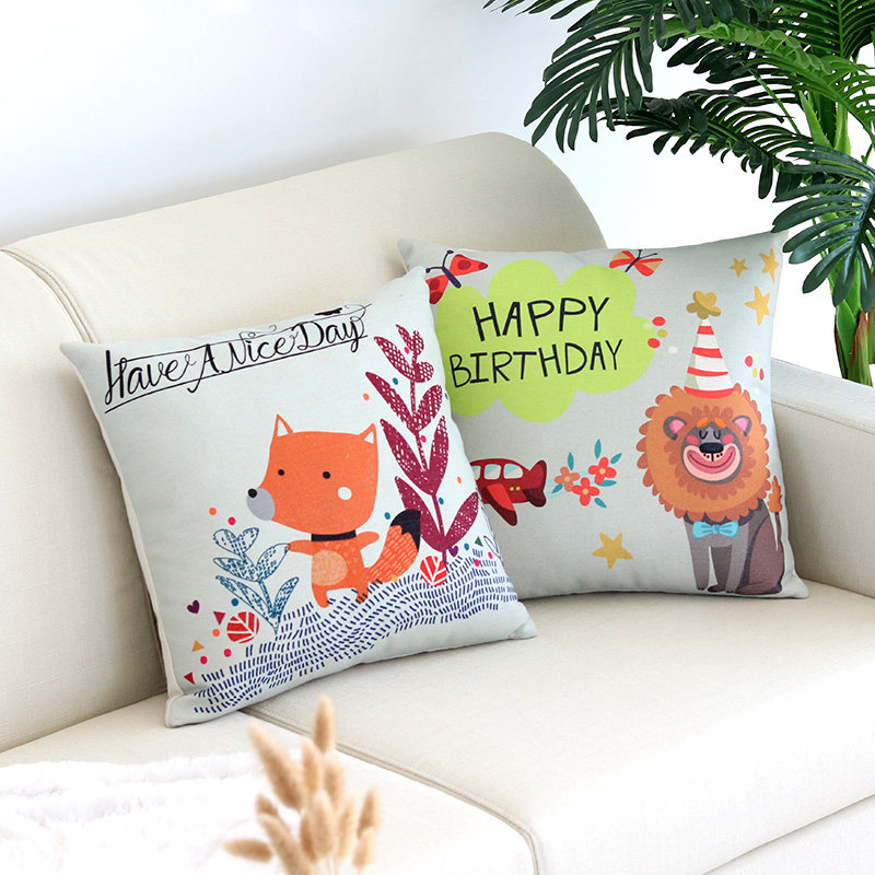 Cartoon Cotton Hemp Holding Pillow Nordic Cushions Modern Minimun sofa Living room cushions Office waist leaning on the car leaning on the pillow cushion