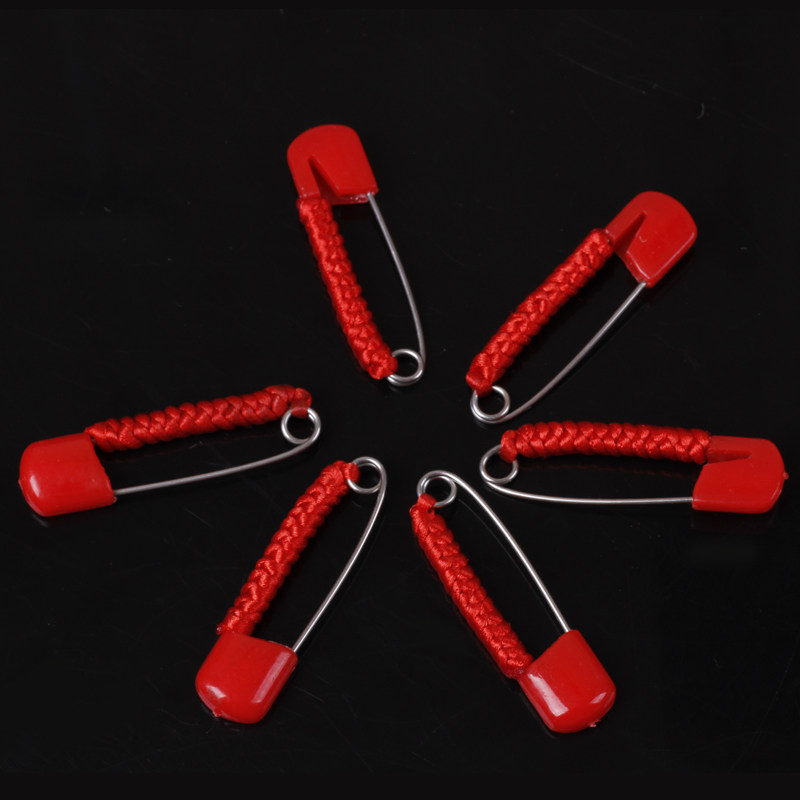 Baby Children's Plastic Red Safety Pin Brooch Lucky Bag Carry-on Small U-Pin 5 Pieces 4cm Long