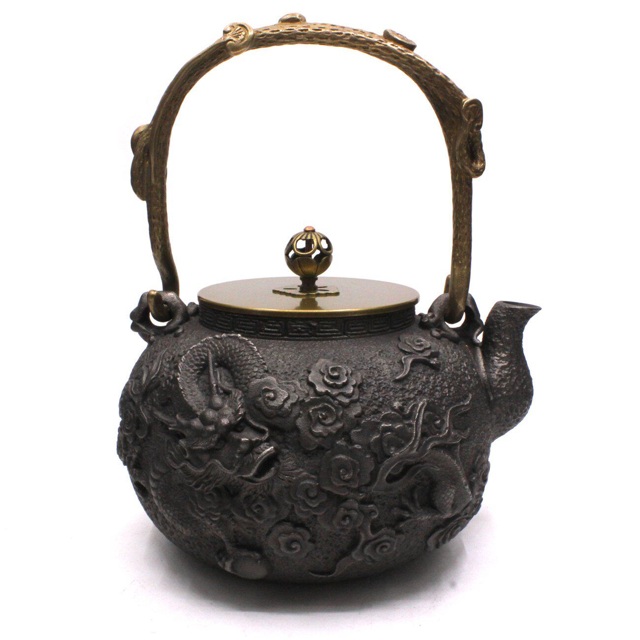 Japan Made the original Southern Iron Ware Iron Pot Cook Teapot Cast Iron Bronze Cover Solid Tem Dragon Dragon Pattern