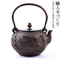 Made in Japan original Southern iron pot boiled teapot cast iron copper cover Tenglong Phoenix three-dimensional pattern