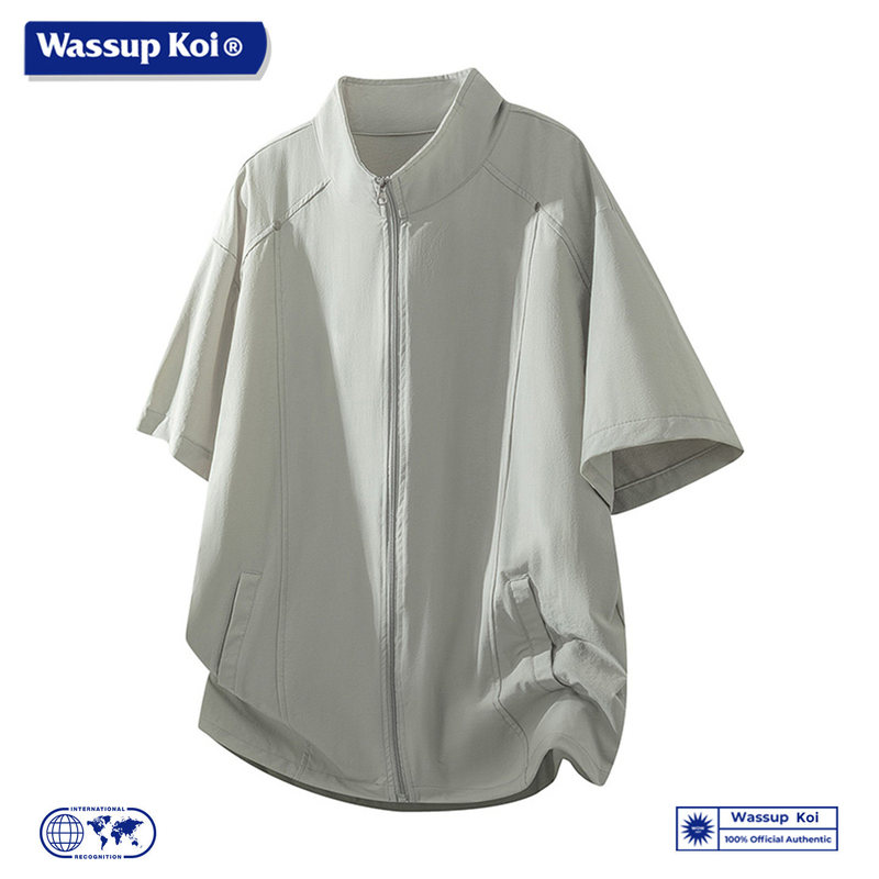 Wassup Koi Casual Style Stand-Up Collar Zipper Sun Protection Jacket Men's Quick-Drying Sports Shirt Outdoor Sports Lapel