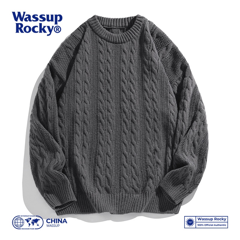 Wassup Rocky Japanese Retro Twist Sweater Men's 2026 Spring and Autumn Couple's Round Neck Knitwear Jacket