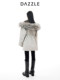 DAZZLE 2025 winter new snow leopard series fur collar hooded mid-length down jacket for women