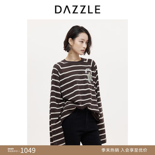 【热销补货】DAZZLE地素毛衣25秋冬条纹薄款针织衫罩衫上衣女