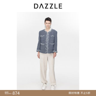 DAZZLE地素牛仔外套法式复古小香风冬季肌理感夹克女