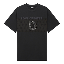 DAZZLE T-shirt 2024 early autumn new womens black letter embroidered round neck top