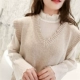 Áo len cổ lọ cao cấp phong cách Hàn Quốc cổ chữ V mặc cổ áo len cũ vest vest nữ mùa thu áo khoác nữ trung niên