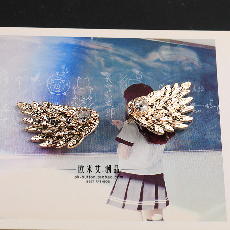 Phổ biến mới thiên thần cánh trâm trâm tinh tế rhinestone áo cổ áo kim unisex phù hợp với pin hoa cài áo