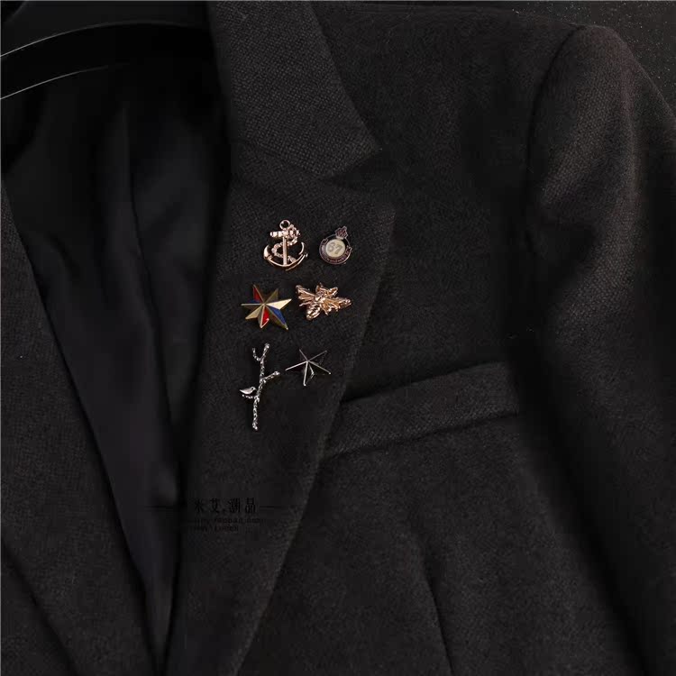 Cá nhân retro trâm Mini cổ áo nhỏ tai lúa mì cổ áo khóa năm cánh sao cổ áo hoa rhinestone phù hợp với phụ kiện - Trâm cài cài áo nữ sang trọng