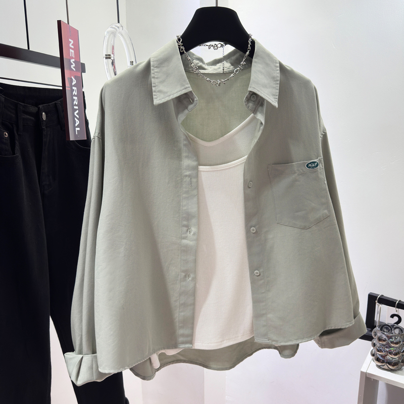 Fresh and Modern Style Petite Women's Shirt, New Autumn Collection, Age-Reducing Loose Top, Layered Short Shirt Jacket