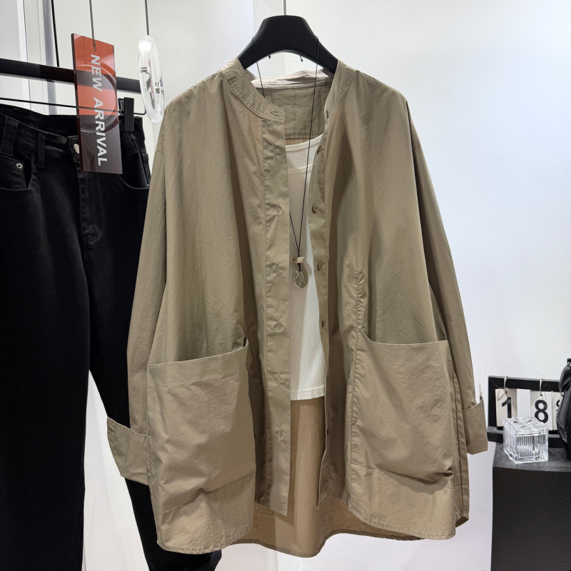 2026 Spring/Summer New Style Lazy Style Stand Collar Large Pocket Shirt for Women, Loose and Versatile Mid-Length Sun Protection Top Jacket 2026 Spring/Summer New Style Lazy Style Stand Collar Large Pocket Shirt for Women, Loose and Versatile Mid-Length Sun Protection Top Jacket