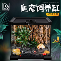Reptile glass tank Horned frog snake Spider Lizard Tortoise climbing pet feeding box Rainforest tank Land and water tank Ecological landscape tank