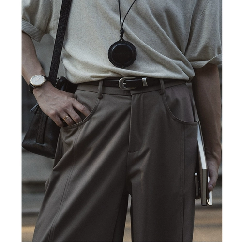 ELI [Фундук мокко] Импортированный из Италии однослойный ремень из телячьей кожи, удобный кожаный ремень