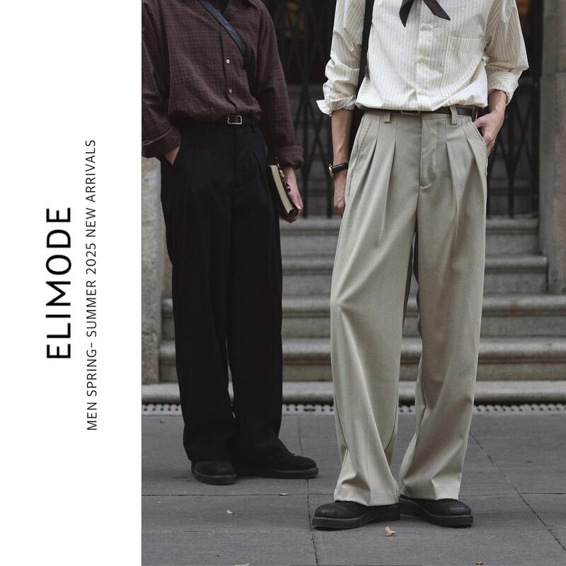 Eli【Chuanbai】Tencel Wool Blend Spring and Autumn Wrinkle-Free Drapey Loose Straight-Leg Trousers Casual Dress Pants Eli【Chuanbai】Tencel Wool Blend Spring and Autumn Wrinkle-Free Drapey Loose Straight-Leg Trousers Casual Dress Pants