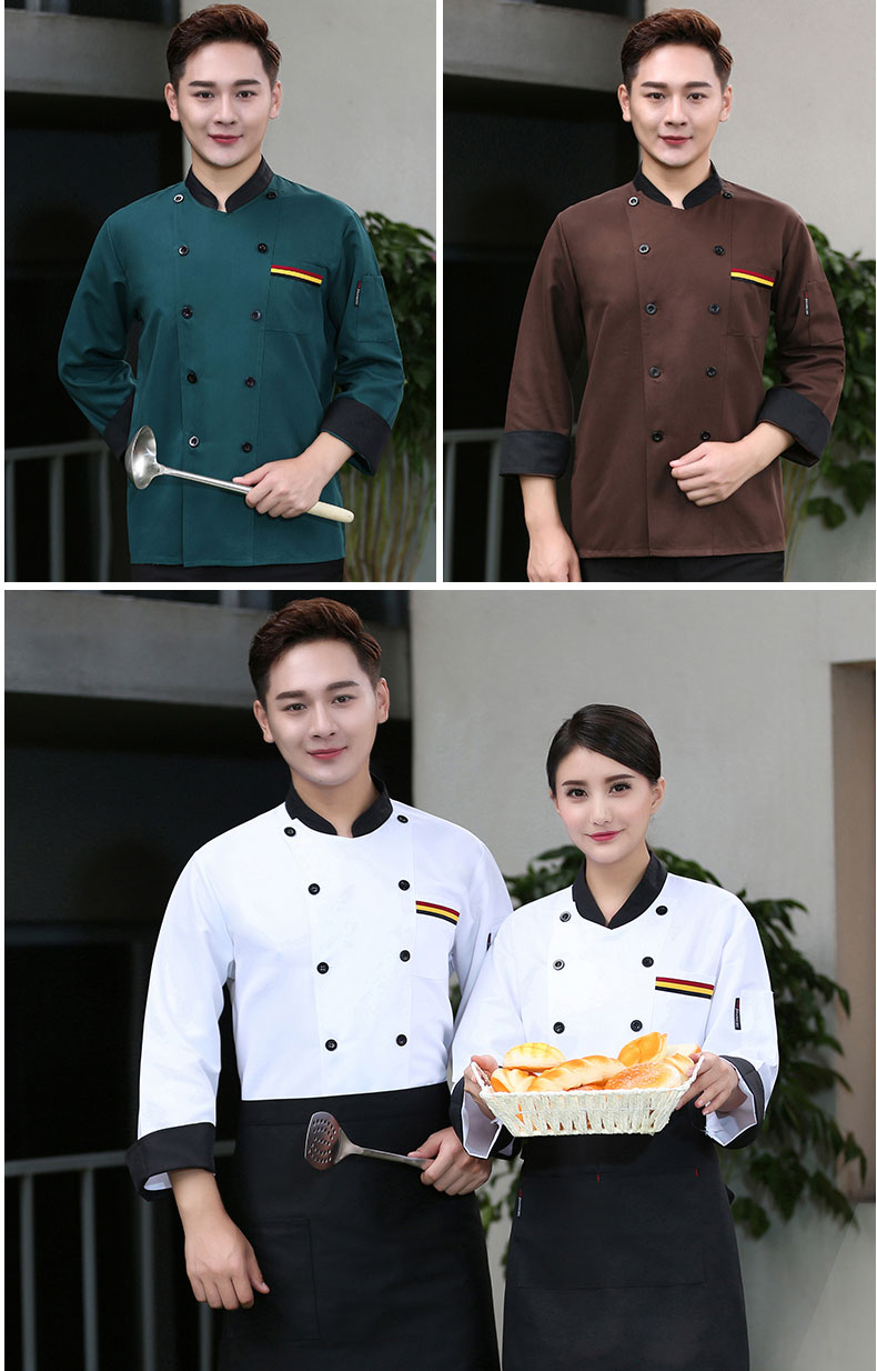 Đầu bếp nướng overalls nam dài tay mùa thu và nhà hàng nhà bếp nhà bếp quần áo phục vụ đầu bếp bánh ngọt cộng với phân bón để tăng đồ ngủ pijama