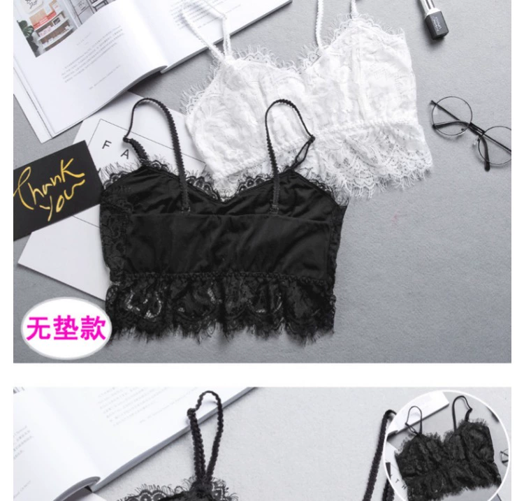 Đầm ren trắng đen có cạp ngực ống phía trên quấn ngực chéo ngực chống sáng dây đeo phía dưới áo vest gợi cảm