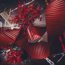Wedding stage background decoration road lead corrugated paper origami wave window beautiful Chen styling paper jam now Layout