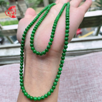 Burmese natural A goods shiny green full color ball jade necklace millet bead chain 4 0mm 18-70
