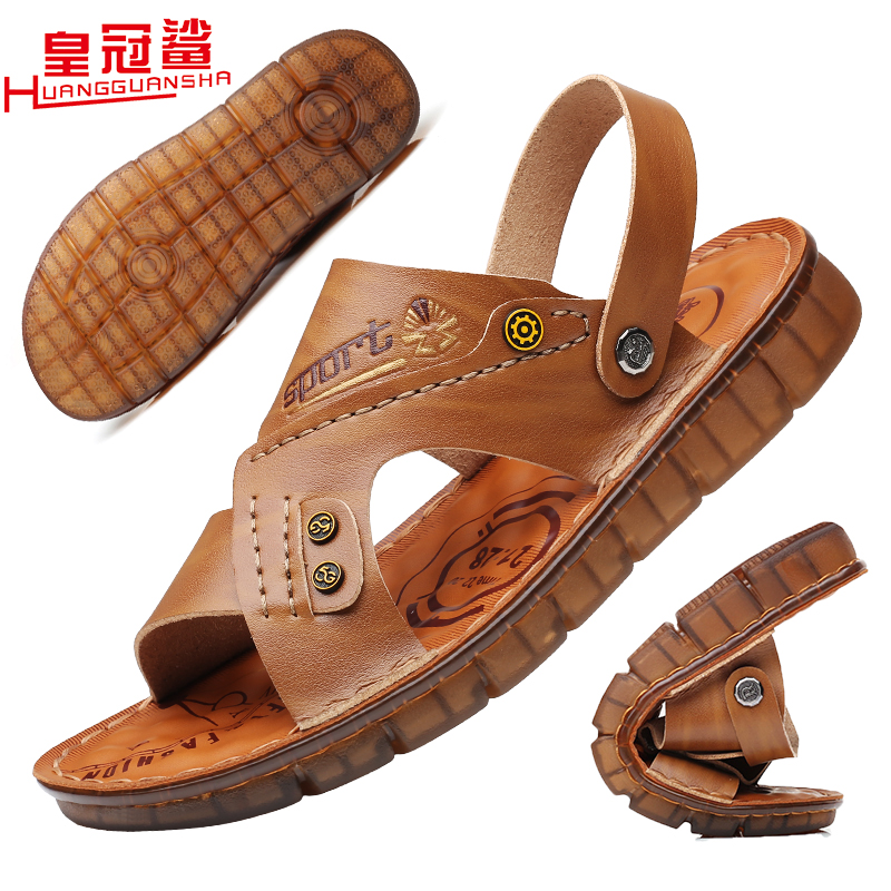 Summer men's sandals leather soft bottom Vietnamese beach shoes beef tendon bottom non-slip casual shoes outerwear slippers men's shoes leather shoes