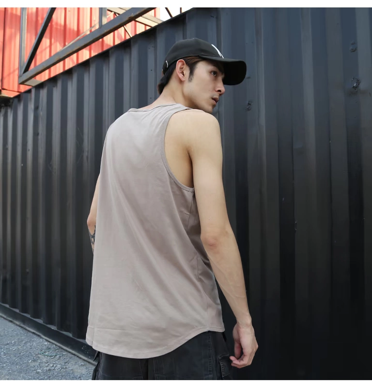Châu Âu và Hoa Kỳ đường phố cao cấp rắn màu cơ sở vest thủy triều ao ba lo nam