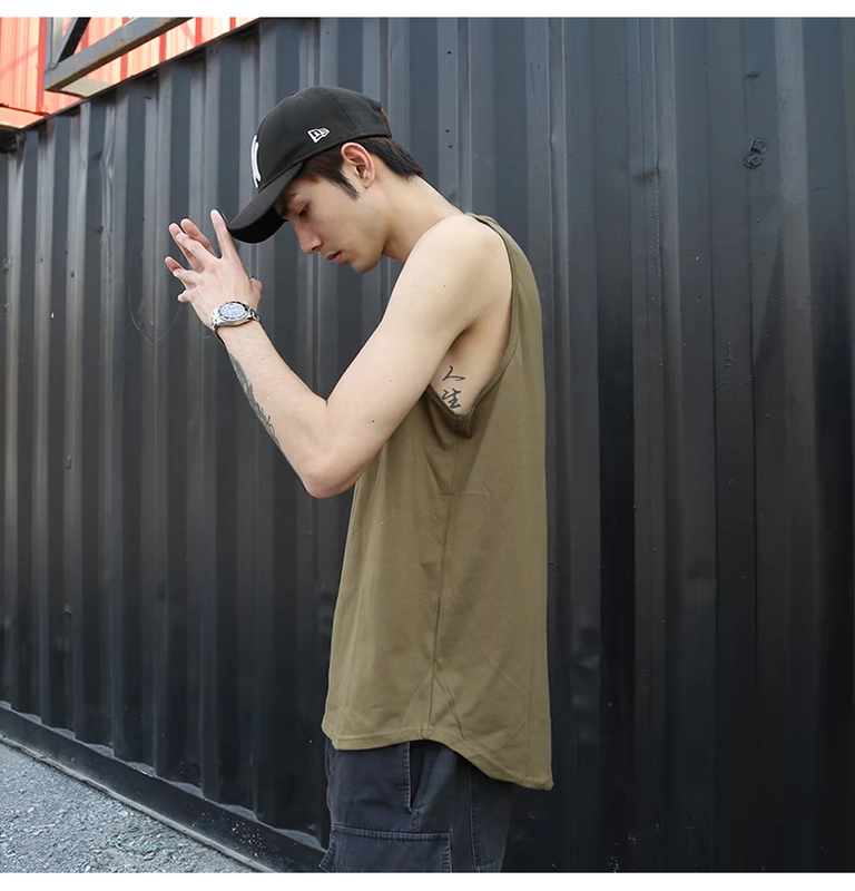 Châu Âu và Hoa Kỳ đường phố cao cấp rắn màu cơ sở vest thủy triều ao ba lo nam