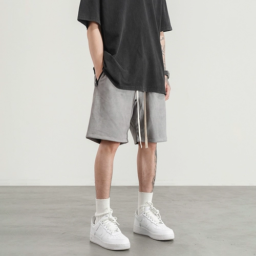 BlackOfexit National Trend High Street Имитация замши свободные шнурки спортивные шорты сплошной цвето