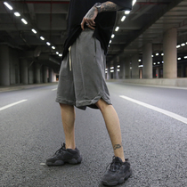 KANYE European and American High Street wind heavy wash old loose split cut shorts INS summer tide men casual pants