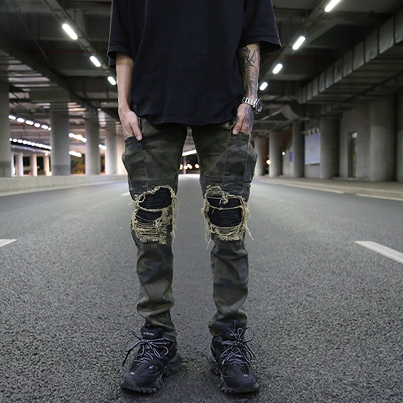 KANYE High Street Coconut Wind Severe Wash water for old camouflair PU patched with military wind to fix the overalls