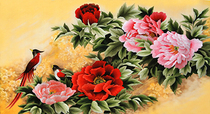 ] Su embroidery DIY kit beginner stitch scanning peony flower and bird drawing hand embroidery decorative painting