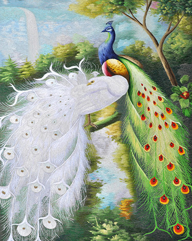 Su embroidery embroidery diy beginner kit charm white peacock 